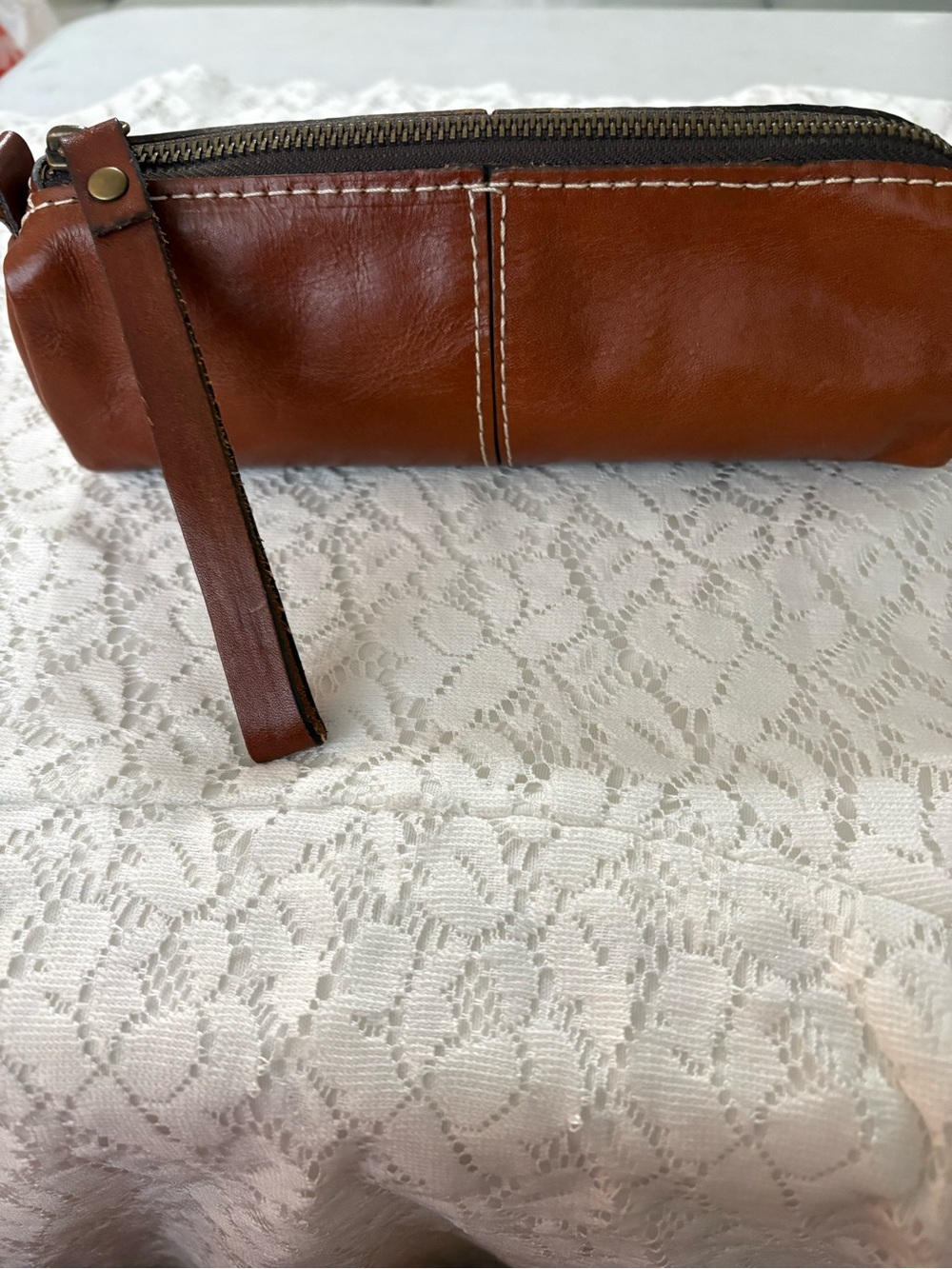 Patricia Nash brown leather wristlet, GUC - Picture 4 of 16